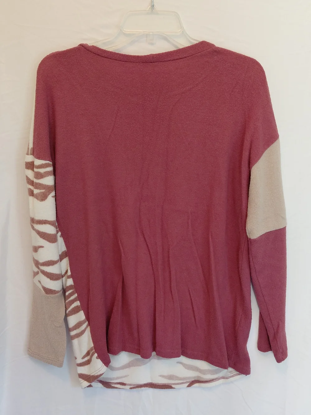 My Story Mauve & Beige Colorblock Zebra Print Sweater #2397